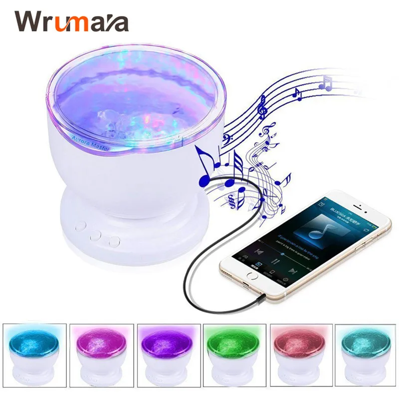 Wrumava Ocean Wave проектор светодиодный ночник Аврора Мастер многоцветная Лампа с Mp3