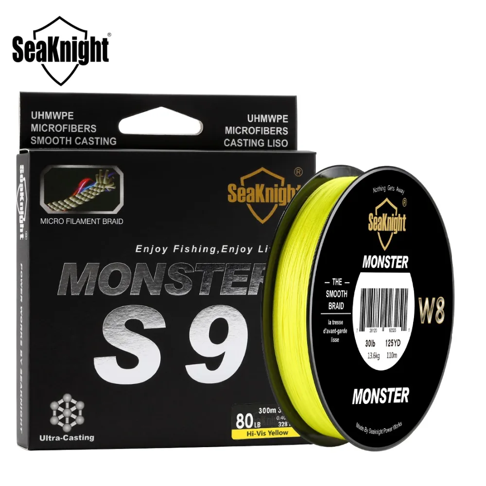 Леска рыболовная плетеная SeaKnight Monster S9 9 нитей 30 фунтов 40 50 80 300 фунтов|Рыболовные