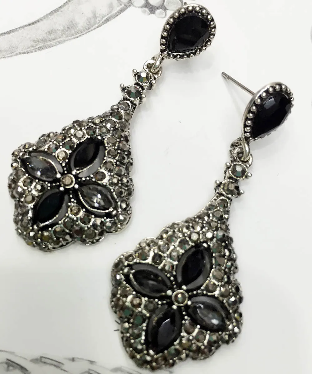 YaYi Jewelry New White Gray Rhinestone Dangle Crystal Earring Women's Fashion Ancient Silver Color Gem Earrings Gift 1208 | Украшения и