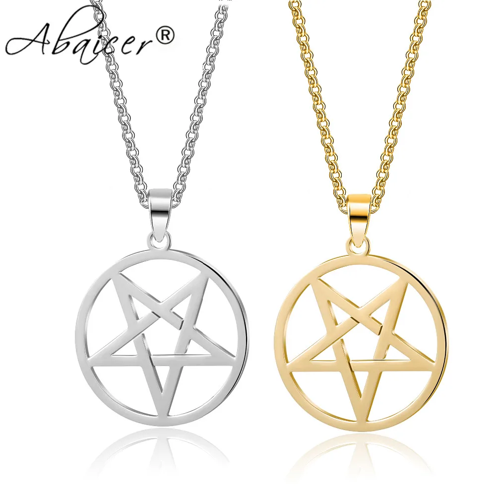 Ожерелье ABAICER с кулоном в виде Pentacle массивное серебряное ожерелье из нержавеющей