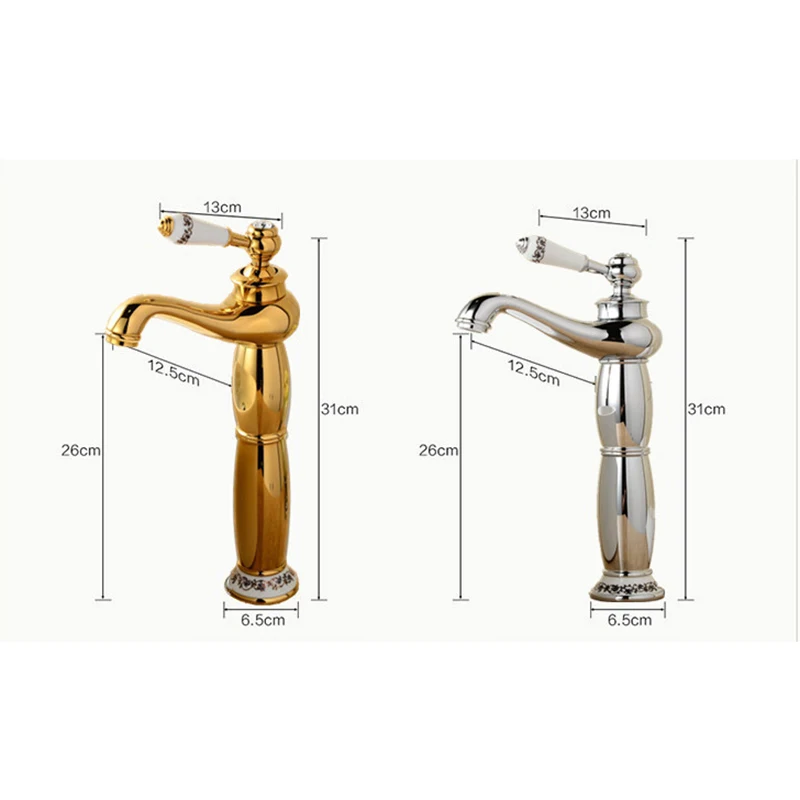 Смеситель Ванная комната раковина высокий смеситель Одной ручкой античная