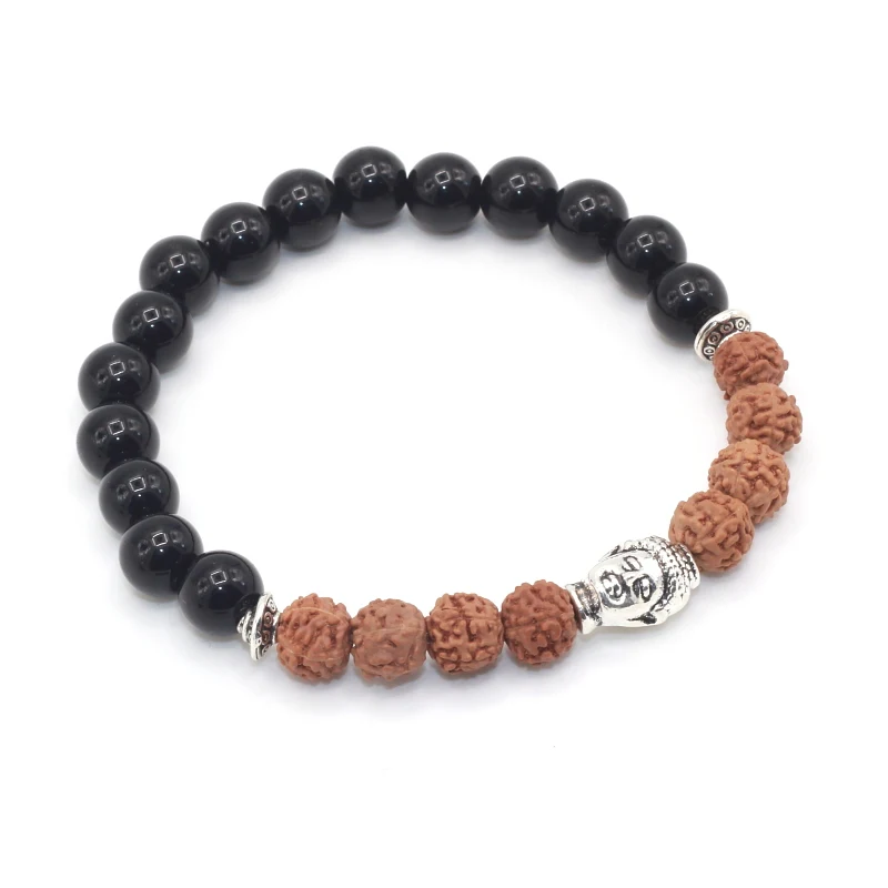 8 мм дерево Будды Бодхи Мала Йога Черный Оникс Камень натуральная рудракша