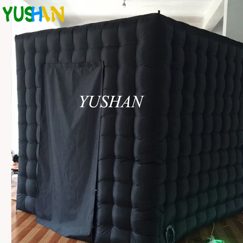 للبيع خيمة قابلة للنفخ على شكل مكعب ، كابينة صور ، غطاء باب قابل للإزالة ، بدون مصابيح LED للحفلات ، أسود