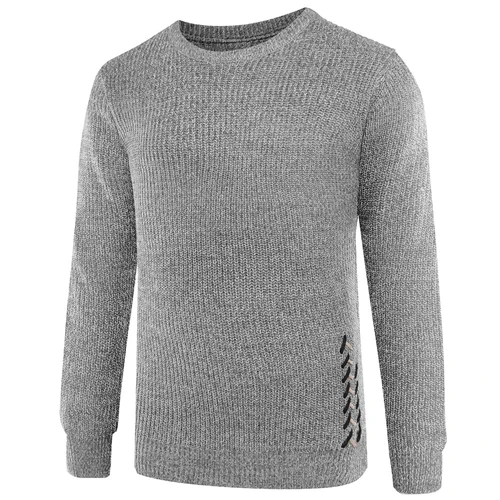 Серый Мужской термальный трикотаж slim fit мужской свитер с круглым вырезом - Цвет: Серый