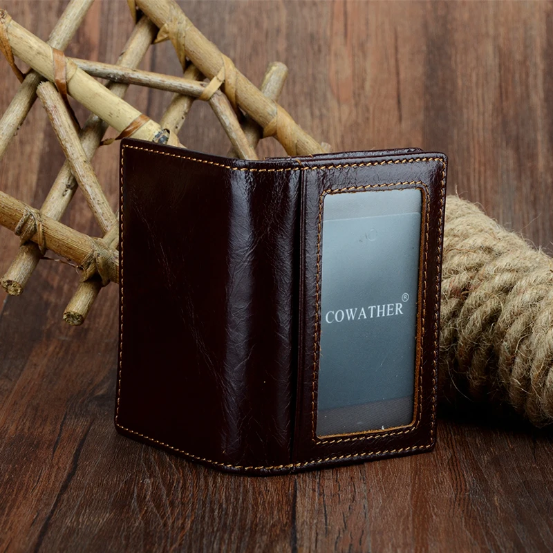 COWATHER высокое качество топ корова подлинной кожаный держатель карты для мужчины