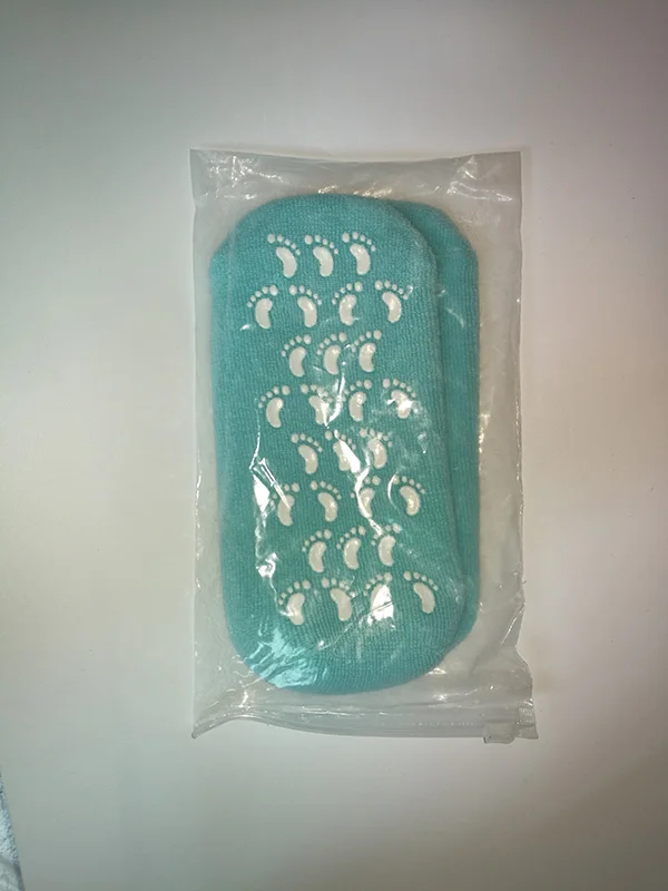 Bi blue Sock Увлажняющая отбеливающая отшелушивающая маска для ног, Нестареющая маска для рук, силиконовые рукавицы, многоразовые спа-гелевые носки, перчатки G72 - Цвет: Bi blue Sock