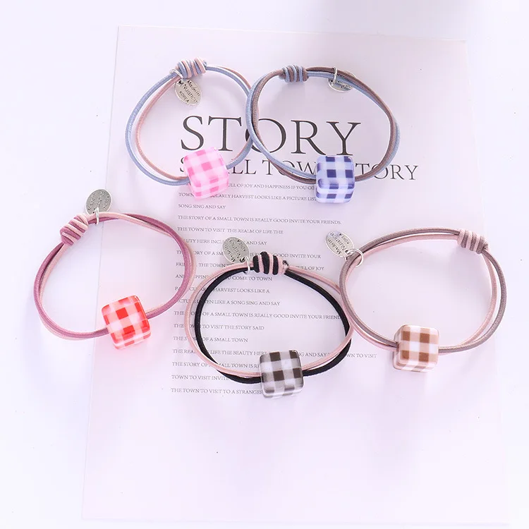 Новое поступление для женщин Прекрасный плед cube ободки девочек резинкой Дамская