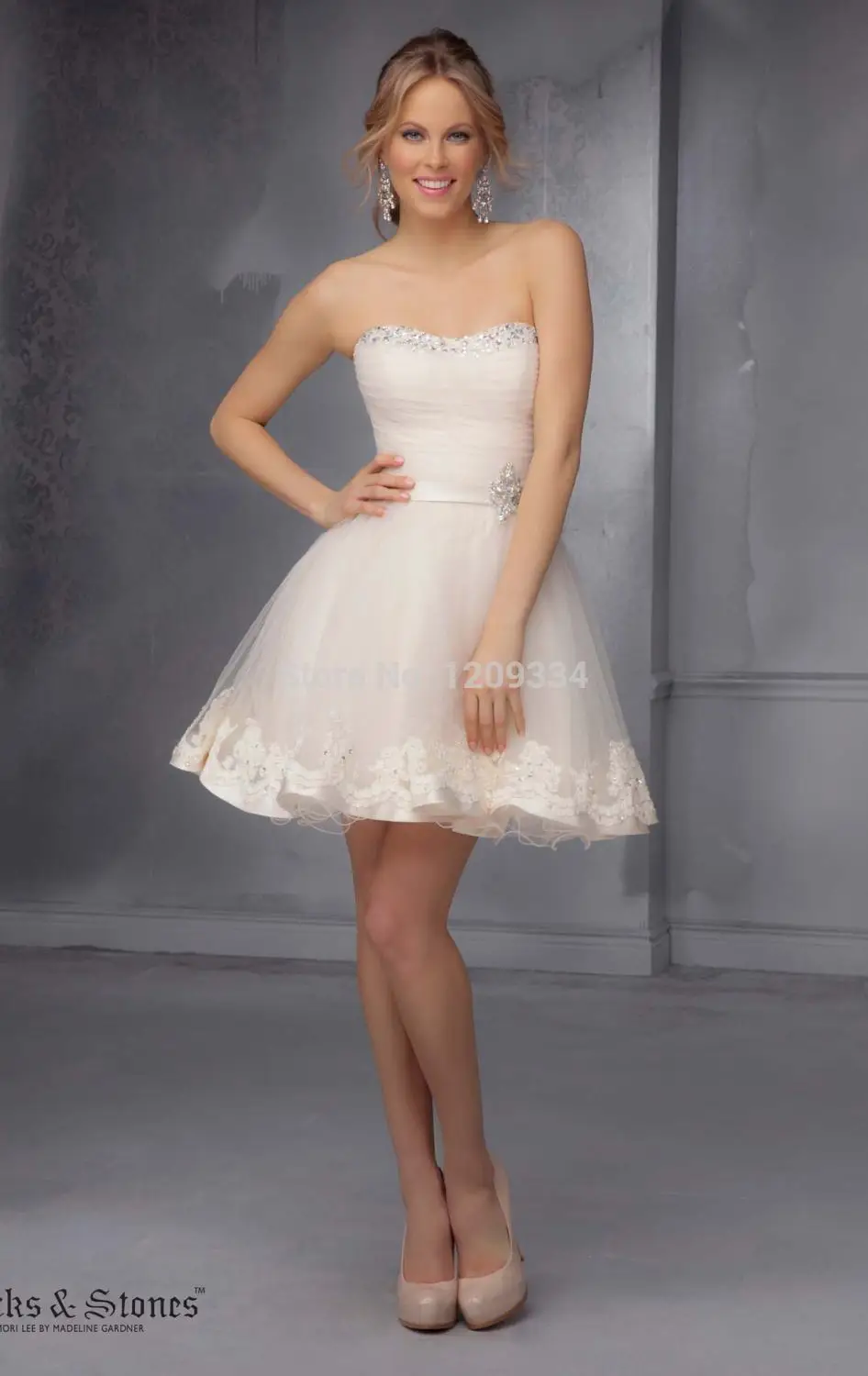 Cocktail Dresses 2015 Short A-Line Blue Ivory Tulle Strapless Lace Lovely Sweet Ball Cheap Homecoming Party Gowns | Свадьбы и