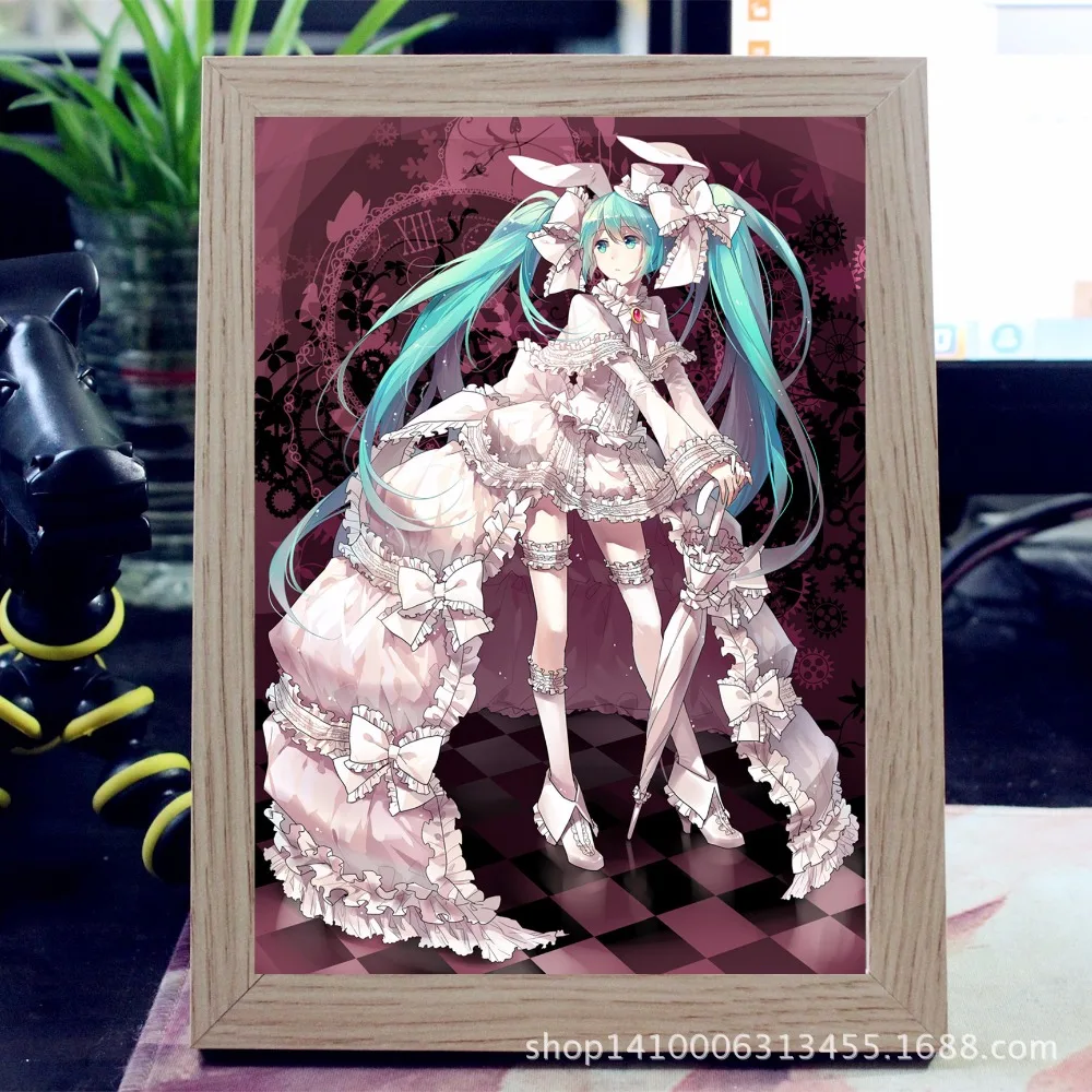 Who Канцтовары магазин аниме фоторамка рисунок повесить картину плакаты Hatsune Miku A3 7