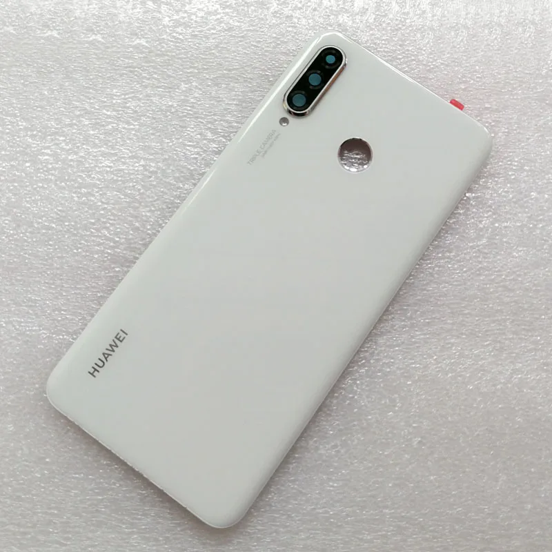 White Новая Оригинальная задняя крышка из закаленного стекла для huawei P30 Lite/Nova 4E, запасные части, задняя крышка для батареи, корпус+ рамка для камеры - Цвет: White