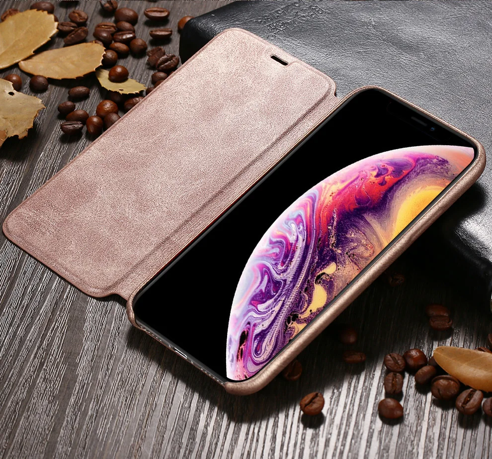 X-Level Роскошный кожаный чехол для iPhone X XS XR полный защитный флип-Стенд мягкий сенсорный задний Чехол для телефона для iPhone XS Max чехол