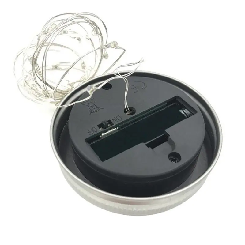 

2m Solar Fairy Lights Mason Jar Lid Lamp Xmas Outdoor Garden Decor LED Light