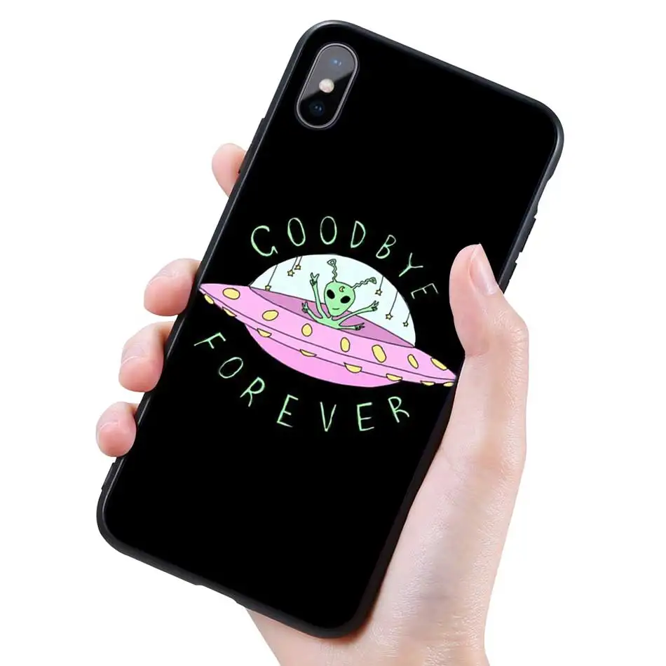 006 Силиконовый черный чехол для iPhone 11 Pro XR X XS MAX 7 8 6 6S Plus 5 5S SE 5C 7Plus 8Plus телефон Alien Believe UFO ET cute - Цвет: 006