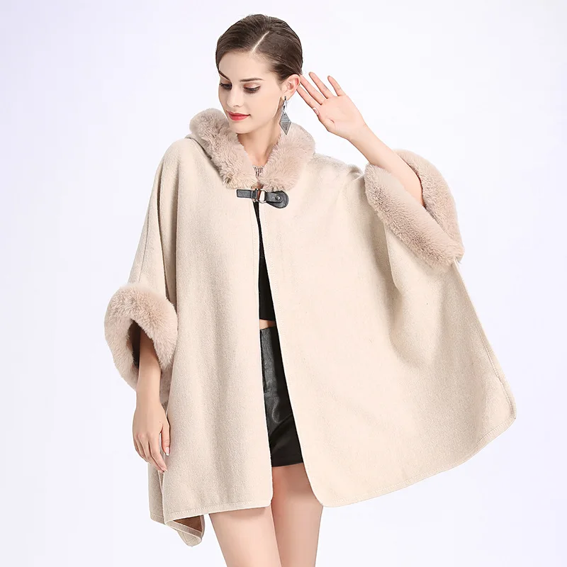SexeMara Women coat Winter wool faux rabbit fur collar jacket double blends cloak loose abrigos mujer invierno 2018 | Женская одежда
