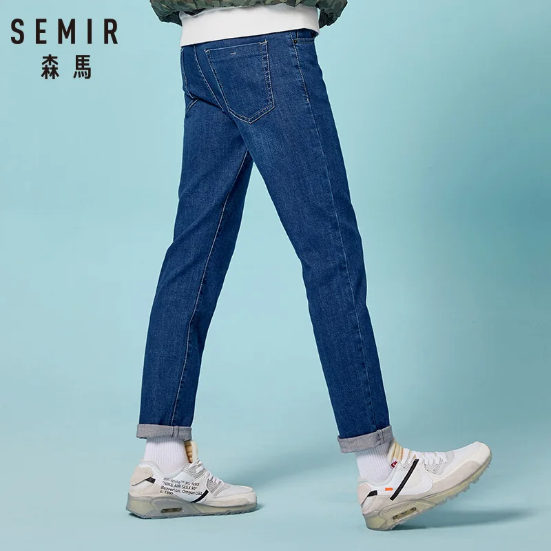 SEMIR 2019 джинсы мужские прямые синие тянущиеся джинсовые штаны большие размеры