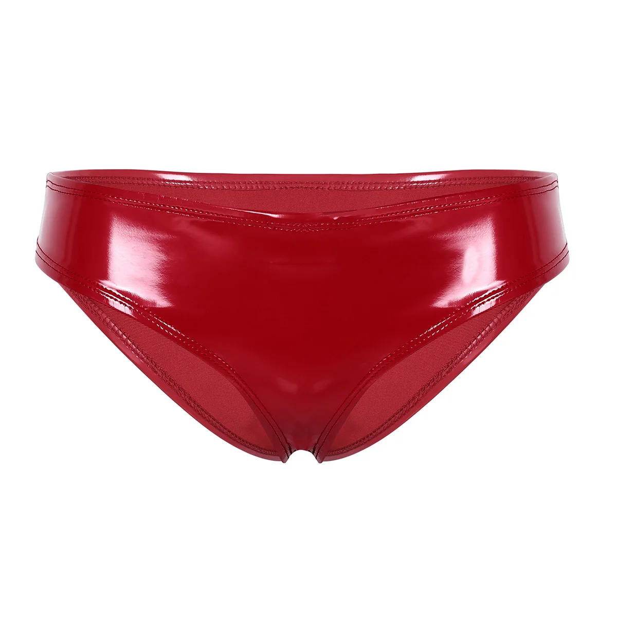 Red Женское нижнее белье, трусики, Wetlook, сексуальная Женская Клубная одежда, лакированная кожа, низкая посадка, высокая посадка, мини бикини, брифы, коктейльное нижнее белье - Цвет: Red