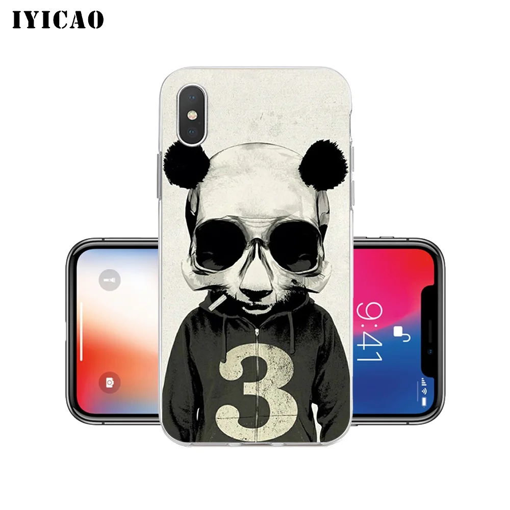 IYICAO Забавный мультяшный панда Мягкий силиконовый чехол для телефона iPhone X XR XS MAX 6