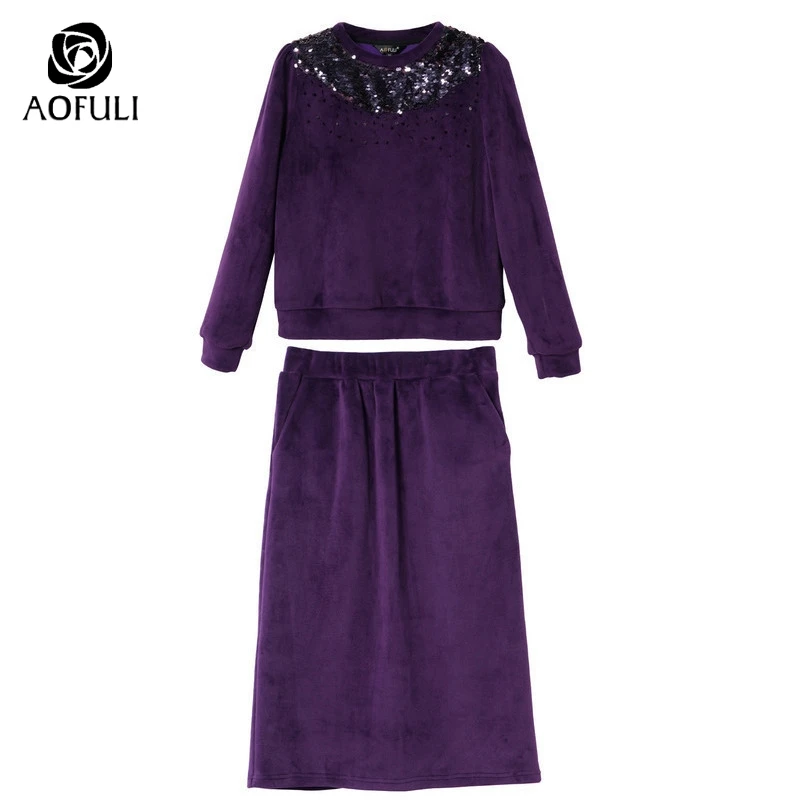 Женский комплект из двух предметов фиолетовая юбка большого размера XL/4XL/5XL