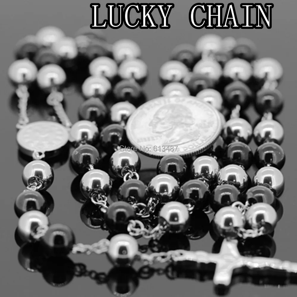 Лидер продаж! Новый Для Мужчин's Нержавеющая сталь серебристый черный четки