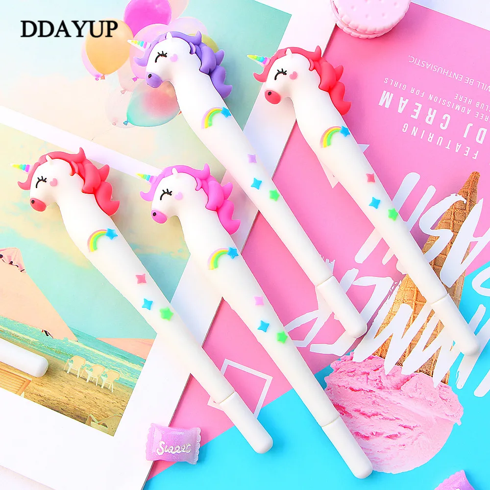 Симпатичные гелевая ручка с единорогом 0 5 мм Kawaii мульти Форма силикагель Пластик