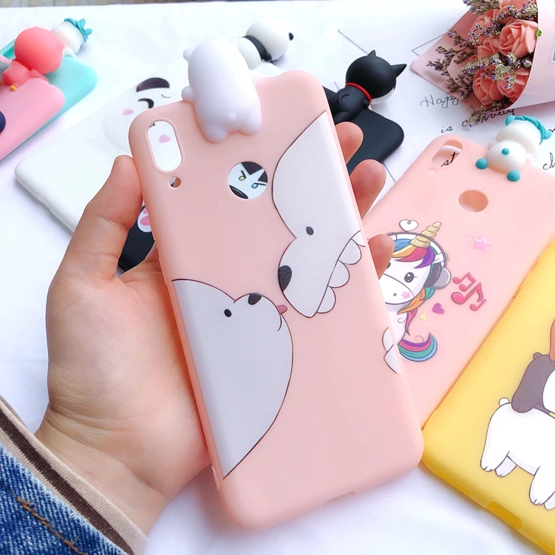 7 Y7 3D чехол для huawei Y7 чехол для телефона Kawaii Медведь Единорог силиконовый чехол для etui huawei Y7 Prime чехол+ отпечаток пальца - Цвет: 7