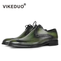 vikeduo hot luxury vintga handmade genuine leather wedding party office male dress shoe lace up original design men derby shoes