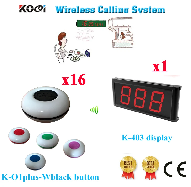 

Wireless Service Bell System Best Discount Price 433.92MHZ Restaurant CE Passed(1 Display+16 Call Button)
