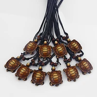wholesales lot 12pcs black wax cotton cord imitation yak bone resin turtle tortoise pendants necklaces adjustable