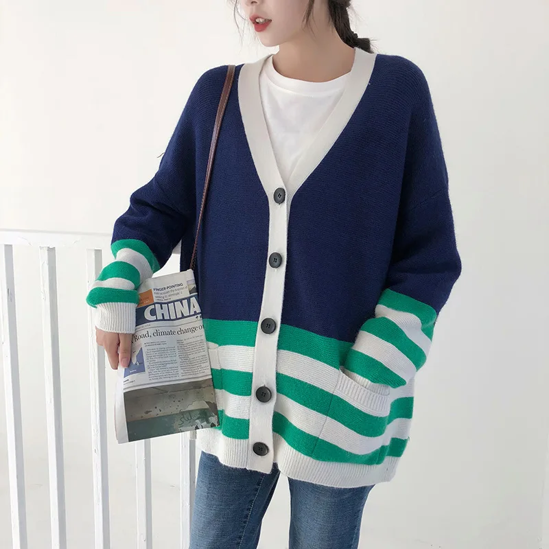 

Autumn Winter Maternity Loose Cardigans Sweater Expectant Mother Elastic Soft Sweater Pregnant Women V-Neck Pregnancy Clothes