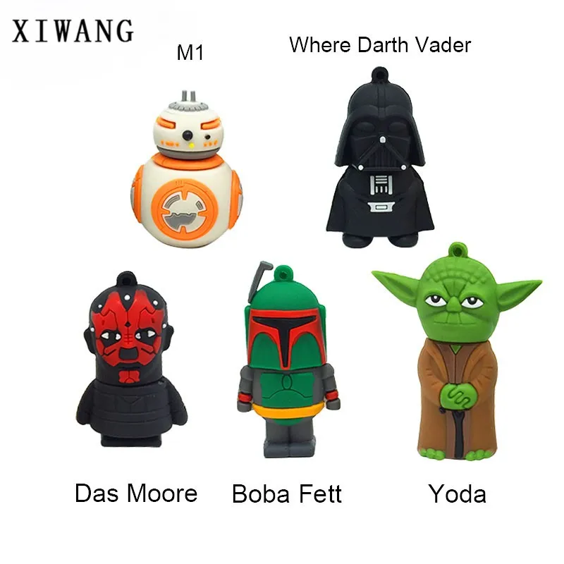 Usb Flash Drive 128gb Star Wars Series USB 2.0 4GB 8GB pen drive 16GB 32GB 64GB Cartoon Darth Vader Yoda Pendrive usb Stick Gift