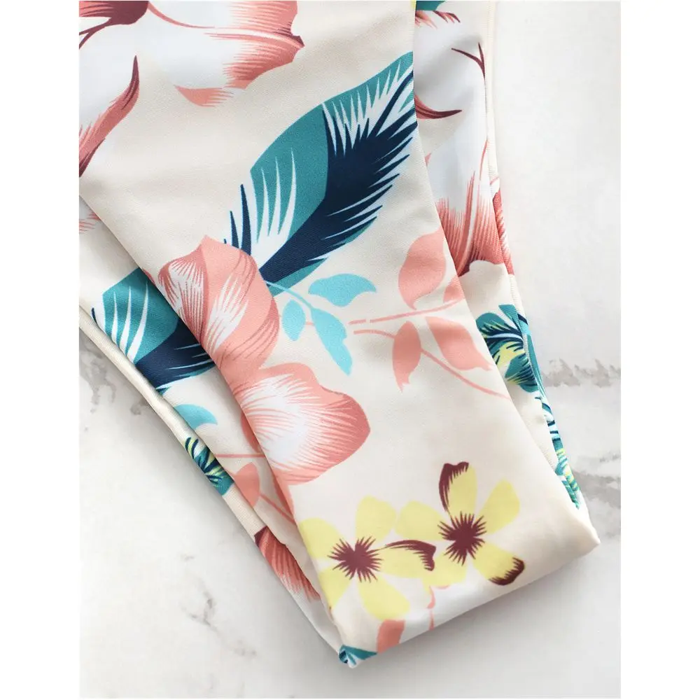 Женский купальник с высокой талией и цветочным принтом|Купальники| |