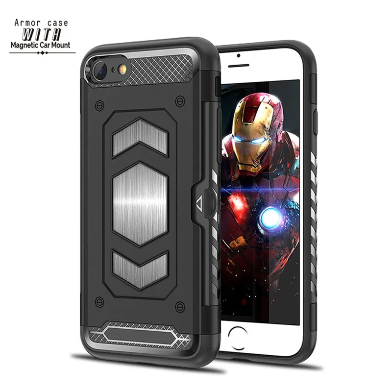 Магнитный бронированный чехол для iPhone 8, 7, 6, 6s Plus, X, XS, TPU+ PC, смешанный бронированный Магнитный чехол для iPhone 11 Pro, XS Max, XR, чехол со слотом для карт