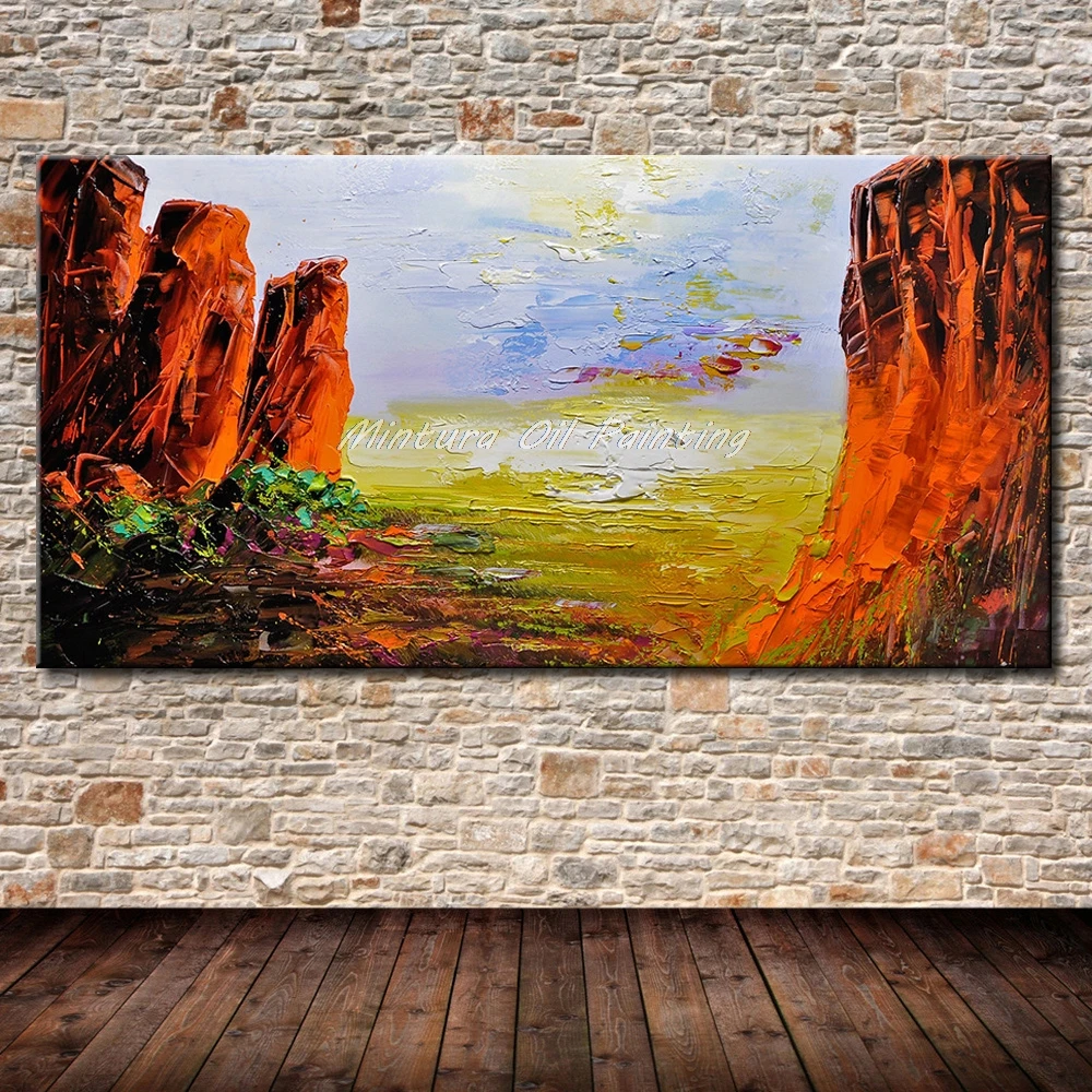Mintura Art Big Size Hand painted Canvas Oil Painting Palette knife 3D texture acrylic Landcape Wall Picture For Living Room | Дом и сад