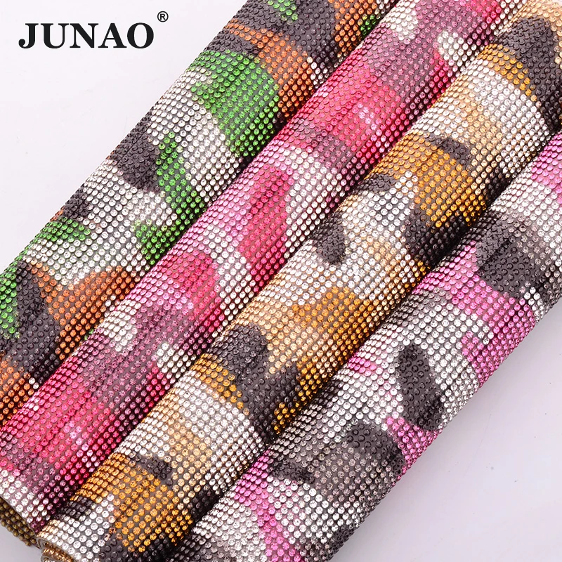JUNAO 24*40 см, блестящие разноцветные стеклянные стразы, сетчатая отделка, горячая фиксация, Кристальные тканевые листы, Стразовая лента для аппликации, для одежды, рукоделия