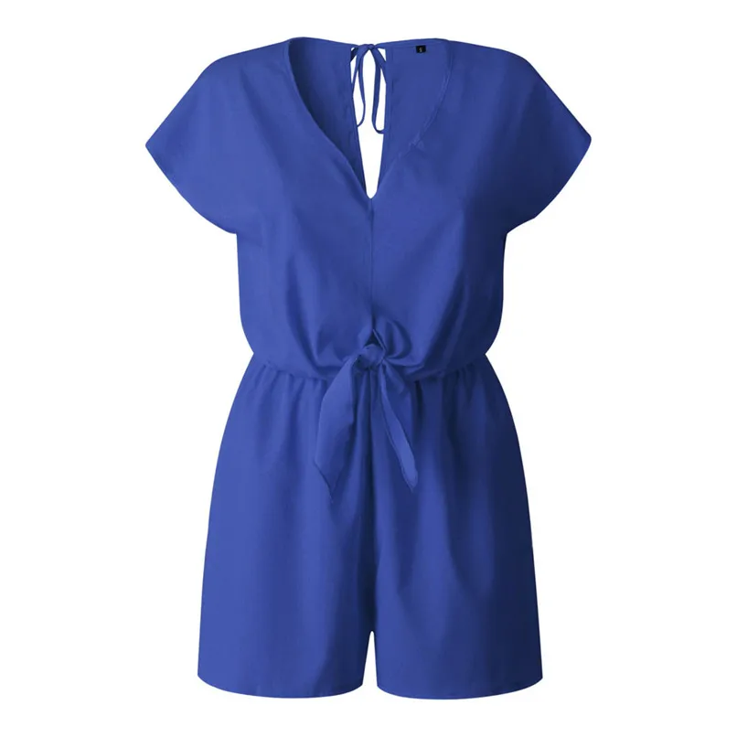 Летние комбинезоны женские сексуальные с v образным вырезом коротким рукавом