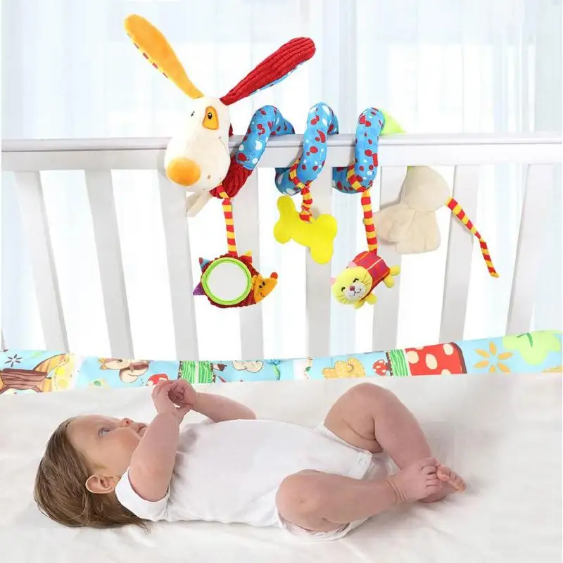

Infant Baby Toys Soft Crib Revolves Dog Animals Baby Rattles Hanging Bed Music Doll Stroller Teether Mobiles Toy