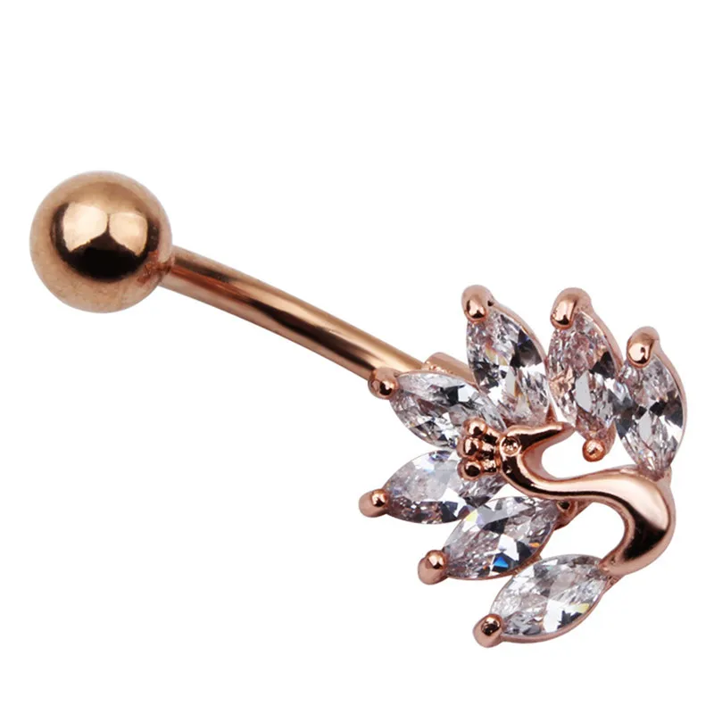 1 шт. Новый Серебро/розовое золото элегантная Романтика павлин с циркониевым