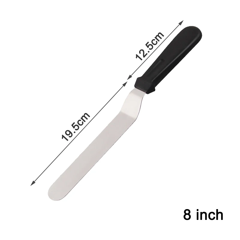 8 inch bending MOSEKO 6/8/10 дюймов Нержавеющая сталь масляный торт для крема шпатель для торта-Fondant(сахарная) Формы для выпечки торта DIY инструмент для украшения - Цвет: 8 inch bending
