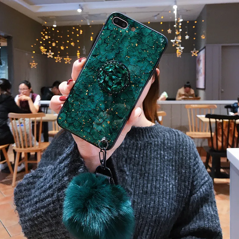 Чехол для телефона Epoxy Gold Foil Gem Green для Huawei Honor Mate 20 Pro 9 10 Lite 7C 7A 7X 8X 8 8A 8C с кольцевым держателем шнурком на.