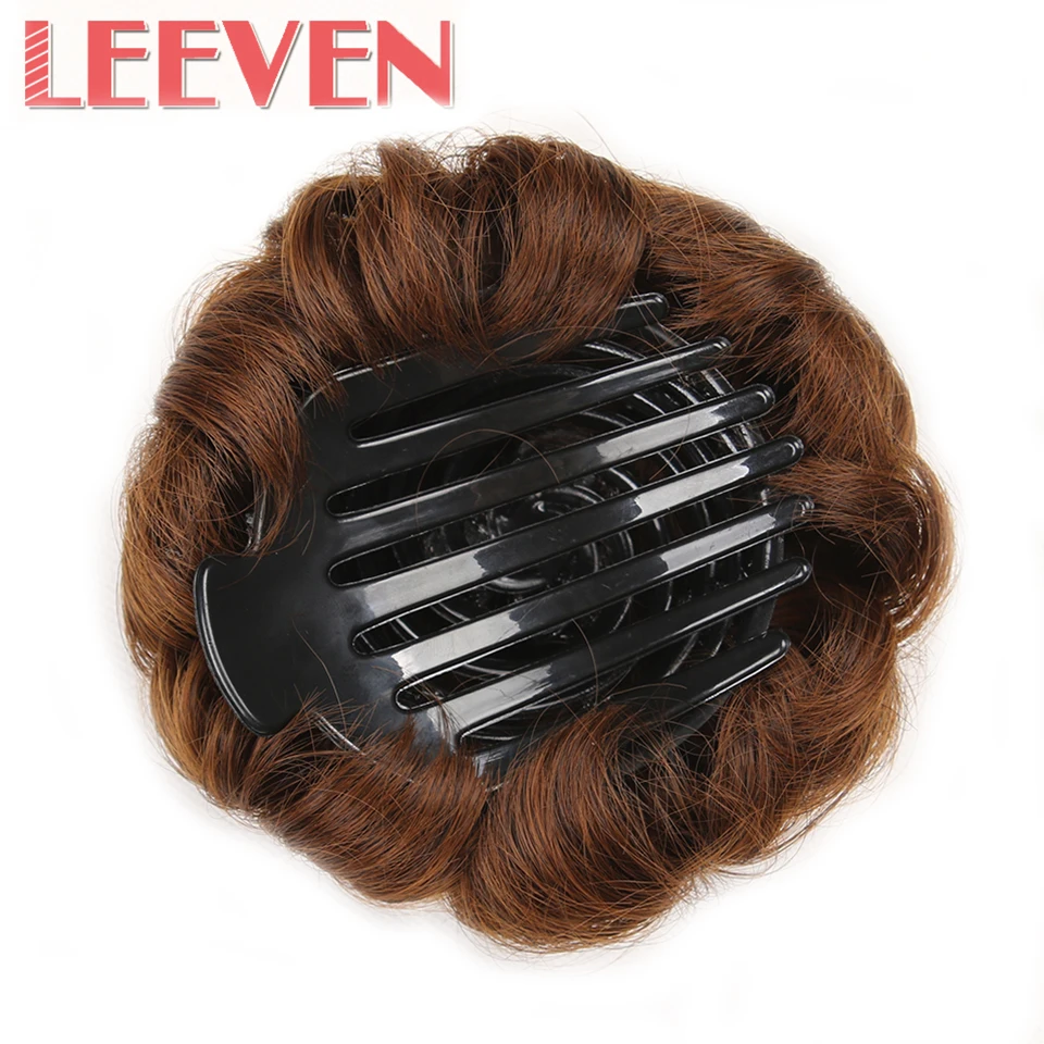 Leeven Для женщин вьющиеся Chignon клип в упругой поддельные Синтетические волосы Бун