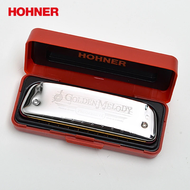 Hohner Золотая Мелодия 10 отверстий диатоническая губная гармоника блюз Арфа Gaita стандарт 10 отверстие Арфа(с красной коробкой