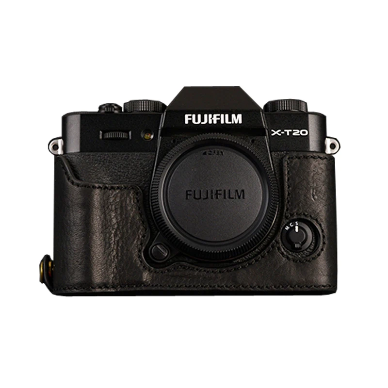 [VR] чехол для камеры из натуральной кожи, Половина корпуса для Fujifilm XT10 XT20 Fuji XT30, ручная работа, винтажный Чехол - Цвет: Black
