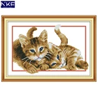 NKF набор для двух детских котов, животных, крестиков ручной работы, рукоделие, вышивка крестиком, набор крестиков для домашнего декора