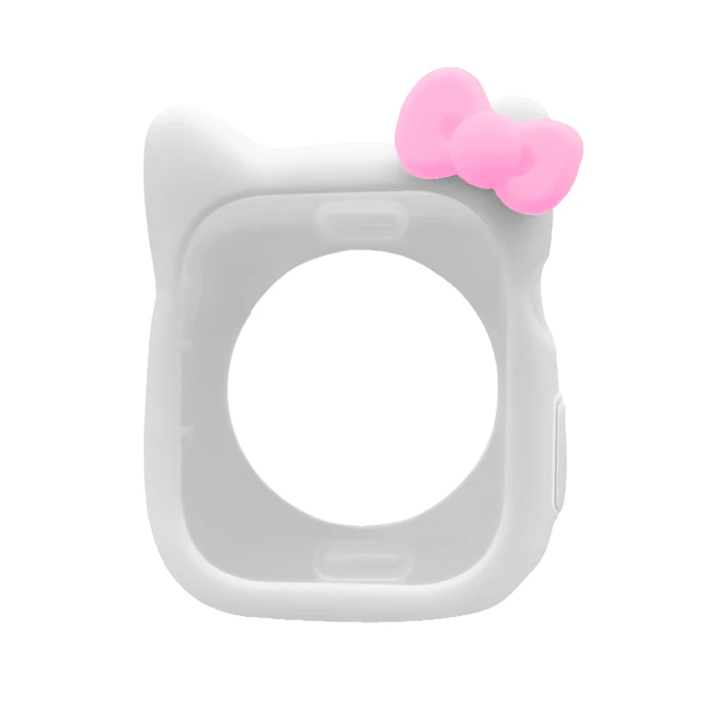 White pink Милый силиконовый чехол для часов Apple Watch 4, 3, 2, 1, защитный чехол из ТПУ для iwatch 44 мм, 40 мм, 38 мм, 42 мм, бампер, аксессуары - Цвет ремешка: White pink