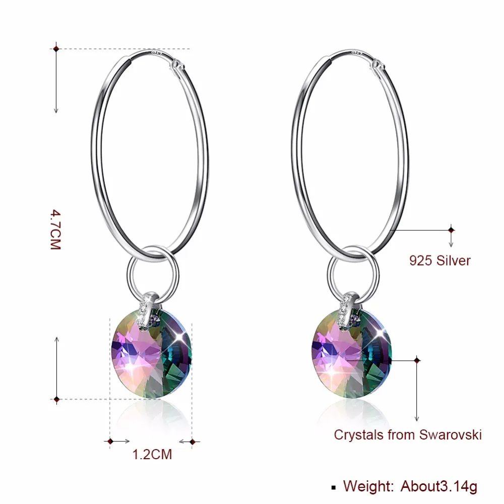 Женские серебряные сережки с кристаллами Swarovski ювелирные украшения из
