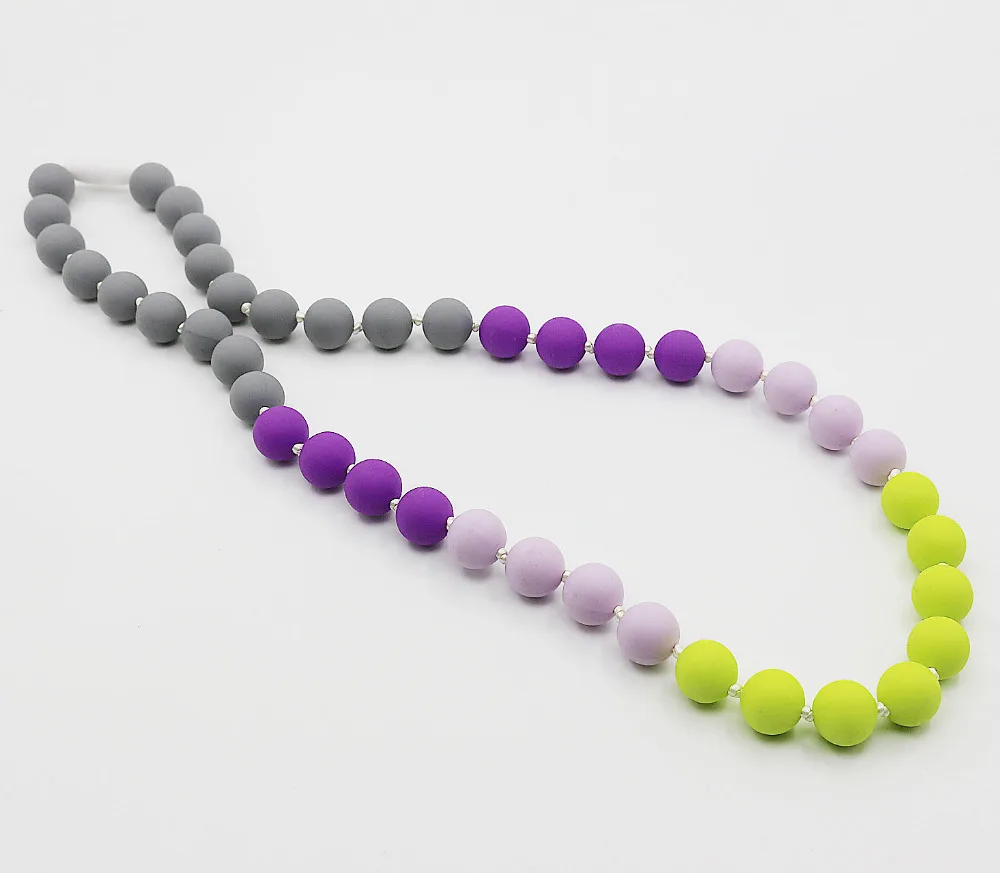 

10pcs/ lot Teething Necklaces Food Grade Silicone Jewels Baby Chew Necklace Silicone Beads Baby Necklaces 2pcs/lot