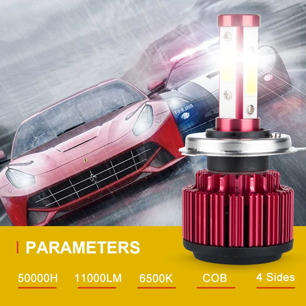 OUYORCAR 4 стороны 11000LM H1 H4 H7 автомобиля светодиодный фар лампы HB3 9005 HB4 9006 100 W для