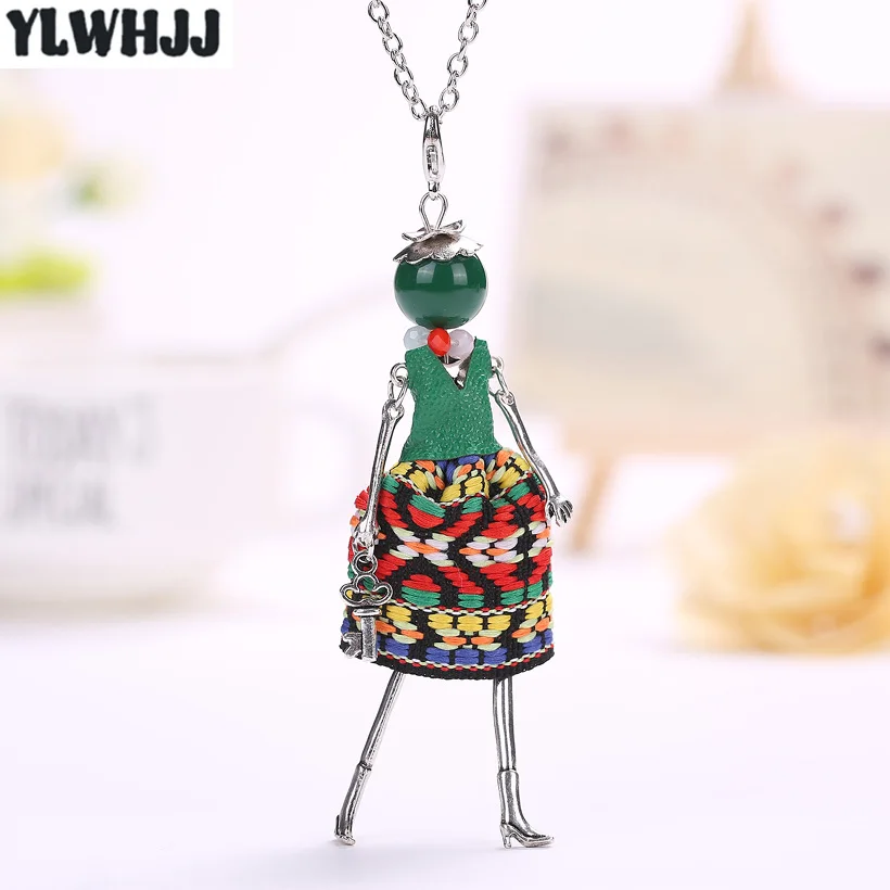 YLWHJJ новинка женская кукла длинная цепочка модное ожерелье Красочное платье
