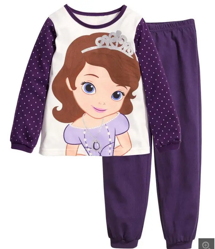 Хлопковая пижама Детские комплекты одежды с длинными рукавами для девочек