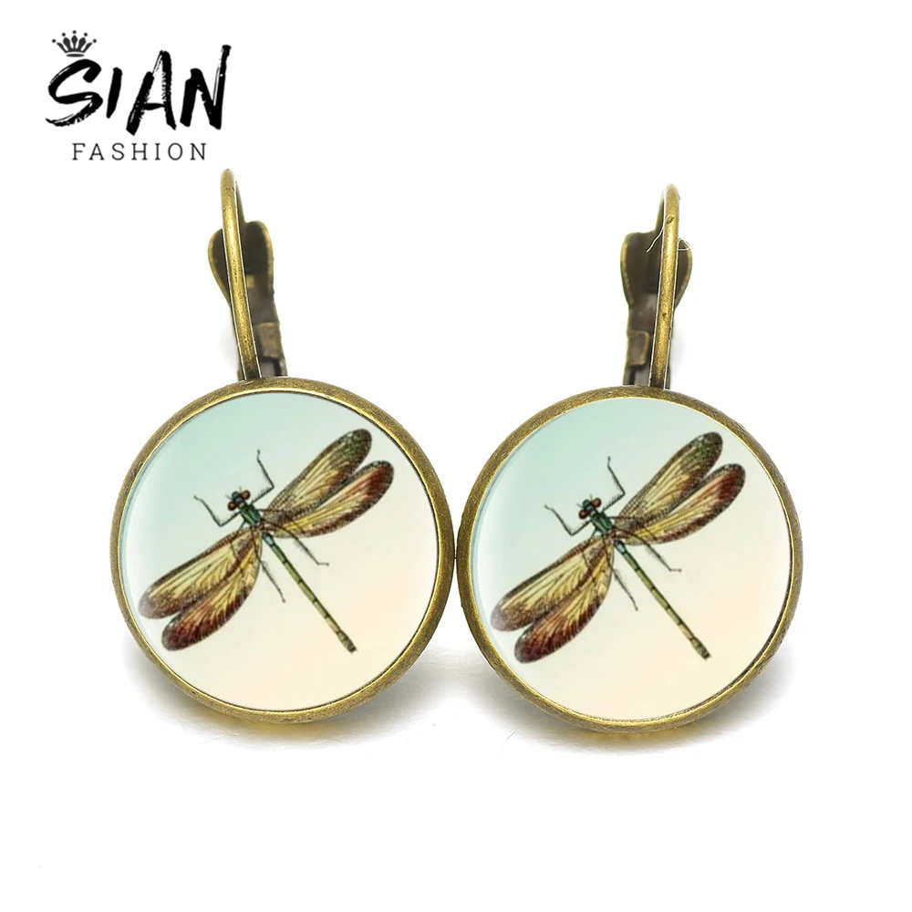 Азиатских 2019 Новый Стрекоза серьги бронзовые круглые свисающие для женщин